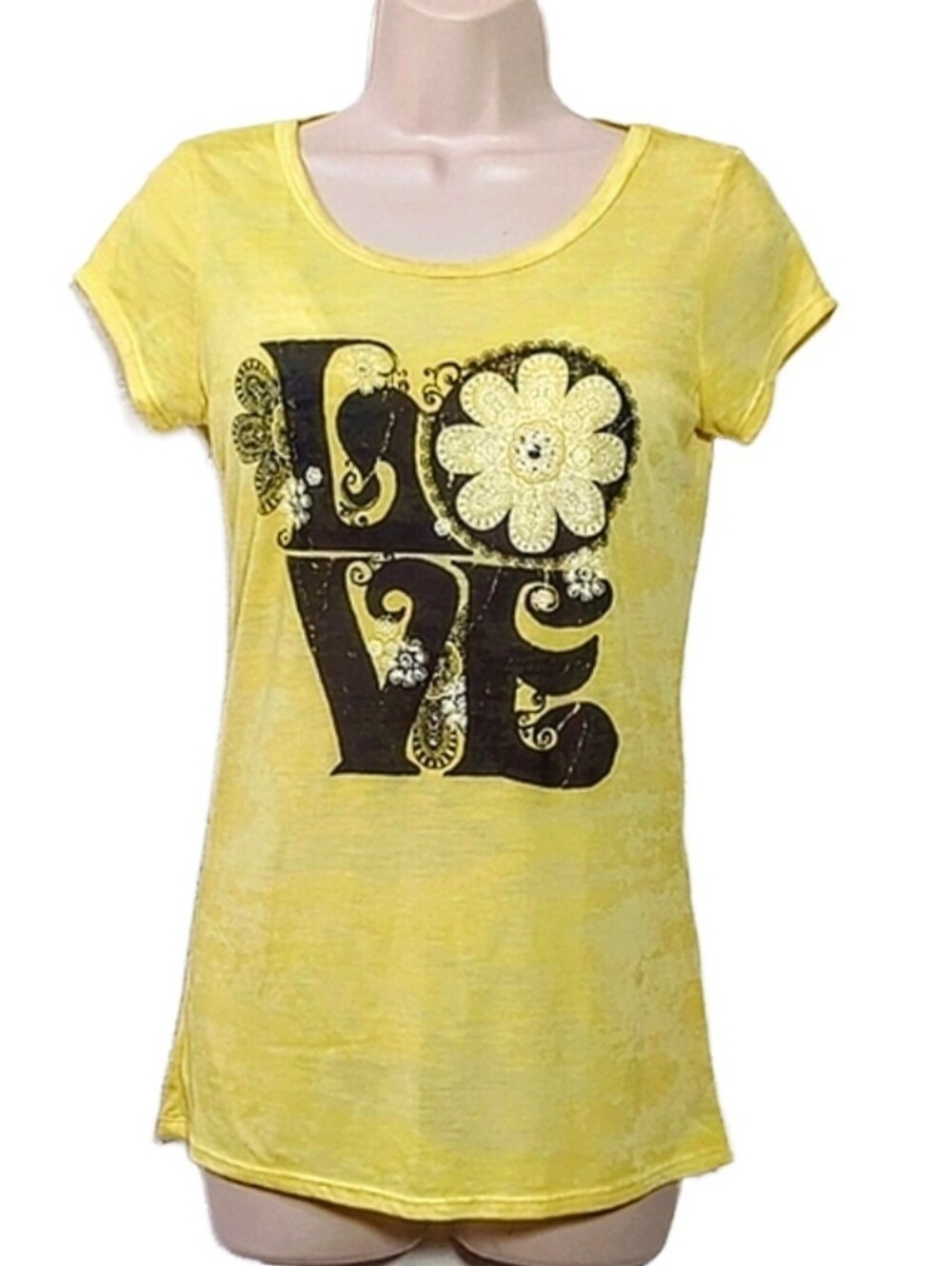 INC International Concepts Y2K Burnout LOVE Graphic Tee Shirt Medium